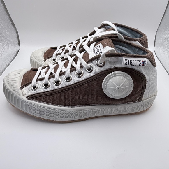 Men’s Streetson Norwegian Handmade Brown and White High-Top Sneakers for Men